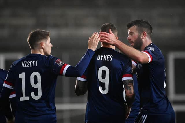 Scotland celebrate after defeating Faroe Islands 1-0 in Torshavn.