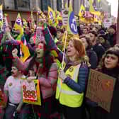 Protesters gather at a Protect The Right To Strike rally in Glasgow on Wednesday