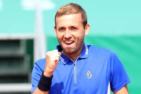 Dan Evans celebrates winning his quarter-final against Novak Djokovic at the Rolex Monte Carlo Masters. Picture: Alexander Hassenstein/Getty Images