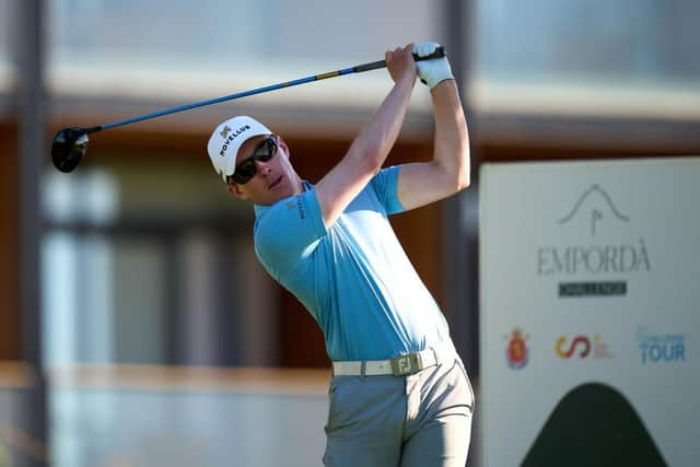 Euan Walker tees off on the 1st hole during day two of the Emporda Challenge at Emporda Golf Club in Girona. Picture: Alex Caparros/Getty Images.