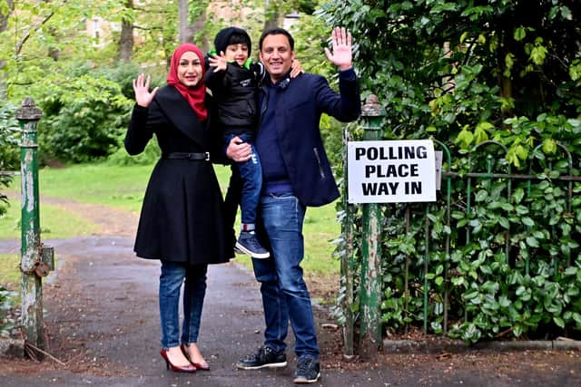 Anas Sarwar votes at his local polling station in Pollokshields , Glasgow.