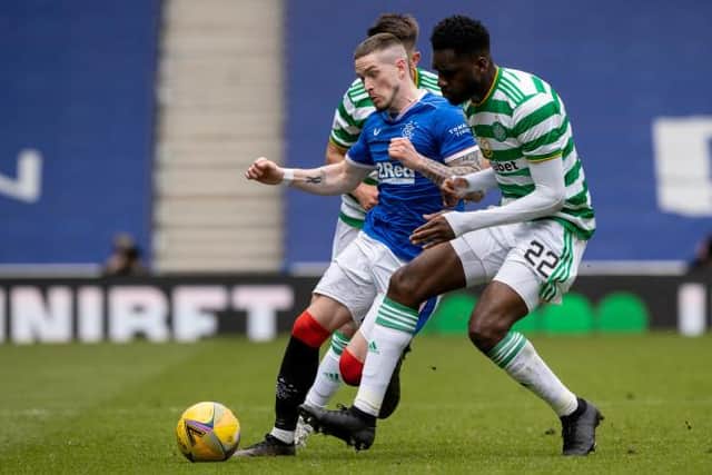 Rangers Ryan Kent and Odsonne Edouard in action during a Scottish Premiership match between Rangers and Celtic at Ibrox Park. (Photo by Craig Williamson / SNS Group)