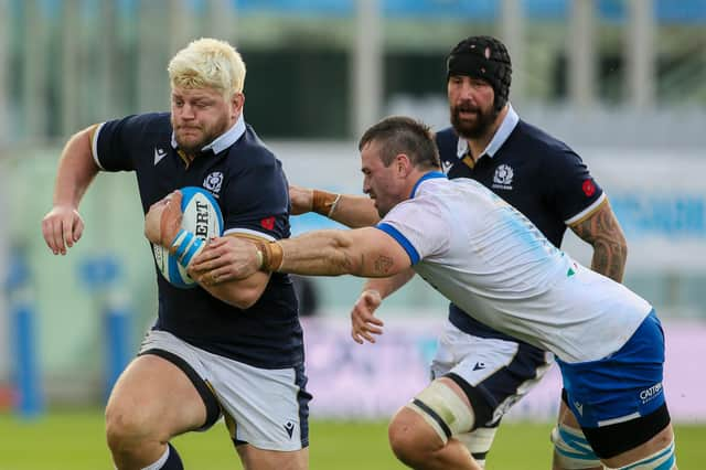 Oli Kebble impressed off the bench against Italy and will make his first start for Scotland when they face France on Sunday. Picture: Giampiero Sposito/Getty Images