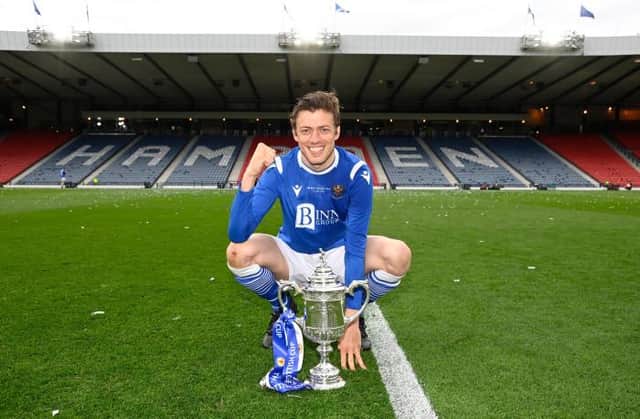 St Johnstone midfielder Murray Davidson with the Scottish Cup after his team's 1-0 win over Hibernian in the final at Hampden. (Photo by Rob Casey / SNS Group)