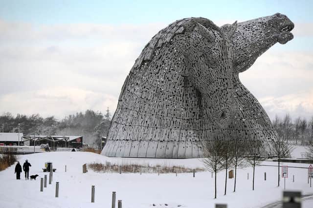 A whiteout wonderland at the Kelpies  Picture Michael Gillen