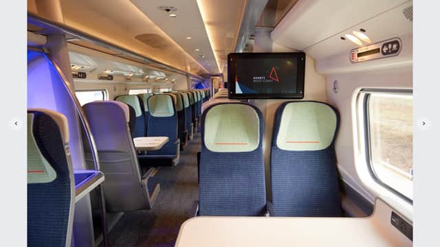 A standard class carriage in one of Avanti West Coast's refurbished Pendolino trains - although most seats aren't around tables. Picture: Avanti West Coast