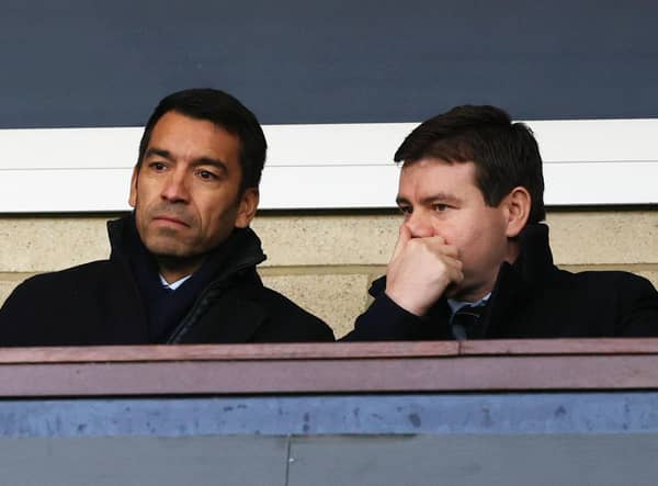 Rangers manager Giovanni van Bronckhorst (left) with sporting director Ross Wilson. (Photo by Craig Williamson / SNS Group)