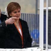 First Minister Nicola Sturgeon with Jim McColl at a launch ceremony for the Glen Sannox in Port Glasgow in 2017