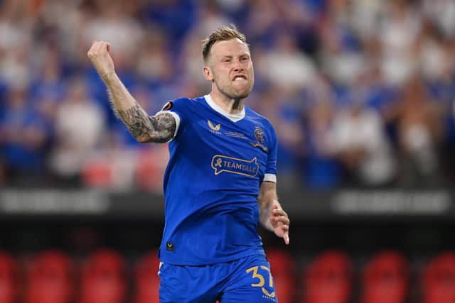 Scott Arfield during the UEFA Europa League final between Eintracht Frankfurt and Rangers FC at Estadio Ramon Sanchez Pizjuan on May 18, 2022 in Seville, Spain. (Photo by Justin Setterfield/Getty Images)
