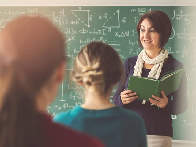A teacher gives a lesson in a secondary school. New figures have shown major shortfalls in the number of students entering courses to become secondary teachers in some subject areas, including maths and languages