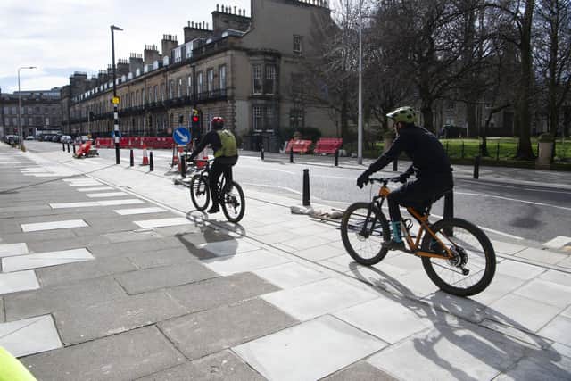 The City of Edinburgh Council said slabs used on the route near St Mary's Cathedral matched the adjoining pavement because of the "special status of the area as part of the setting of the Category A listed building". (Photo by Lisa Ferguson/The Scotsman)