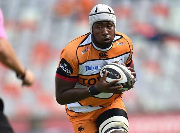 Sintu Manjezi then of the Toyota Cheetahs during the Guinness Pro14 match between Toyota Cheetahs and Isuzu Southern Kings. (Photo by Johan Pretorius/Gallo Images/Getty Images)