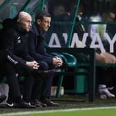 Hibs manager Jack Ross (right) with first team coach David Gray during the 3-1 defeat to Celtic. (Photo by Craig Williamson / SNS Group)