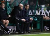 Hibs manager Jack Ross (right) with first team coach David Gray during the 3-1 defeat to Celtic. (Photo by Craig Williamson / SNS Group)