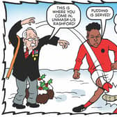 Captain Sir Thomas Moore and Marcus Rashford feature in the Beano's new comic for adults, saving Christmas by rumbling a plan to steal all Christmas presents (Image: PA Media/Beano)