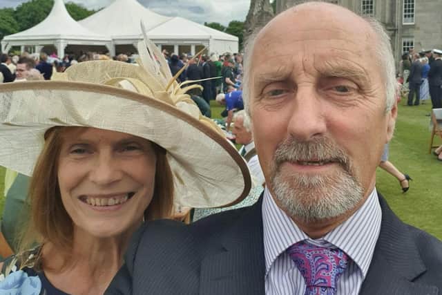 John Anderson and his wife Margaret at a garden party at Holyrood Palace. Picture: John Anderson/PA Wire