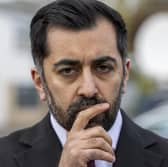 First Minister Humza Yousaf speaking to the media, after he visited a nursery at Crookston Castle Primary School, Glasgow