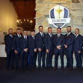 Padraig Harrington and his European players before the opening ceremony for the 43rd Ryder Cup at Whistling Straits. Picture: Andrew Redington/Getty Images.