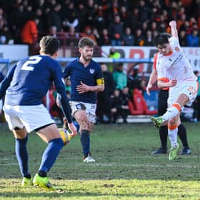 Ian Harkes opens the scoring for Dundee United in the 1-0 win over Partick Thistle at Firhill. (Photo by Ross MacDonald / SNS Group)
