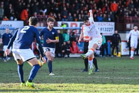 Ian Harkes opens the scoring for Dundee United in the 1-0 win over Partick Thistle at Firhill. (Photo by Ross MacDonald / SNS Group)