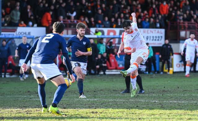 Ian Harkes opens the scoring for Dundee United in the 1-0 win over Partick Thistle at Firhill. (Photo by Ross MacDonald / SNS Group)