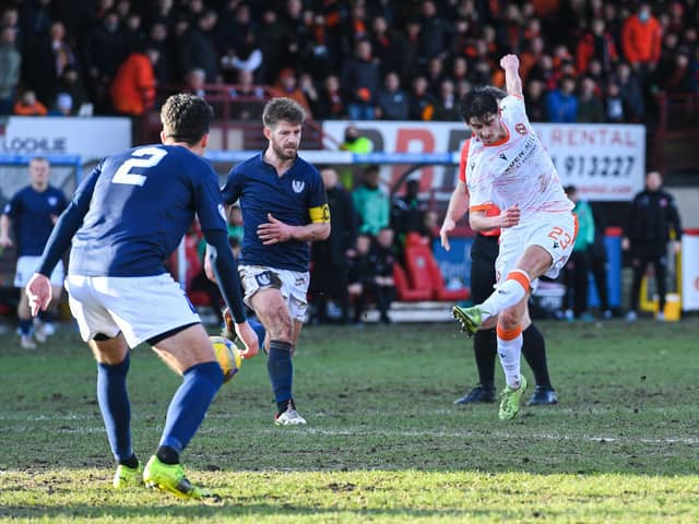 Ian Harkes opens the scoring for Dundee United in the 1-0 win over Partick Thistle at Firhill. (Photo by Ross MacDonald / SNS Group)