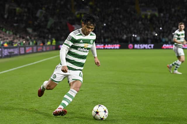 Celtic's Reo Hatate in action during the recent UEFA Champions League clash v Shakhtar Donetsk at Celtic Park. He is one of only two players to have started Celtic's last 11 games. (Photo by Rob Casey / SNS Group)