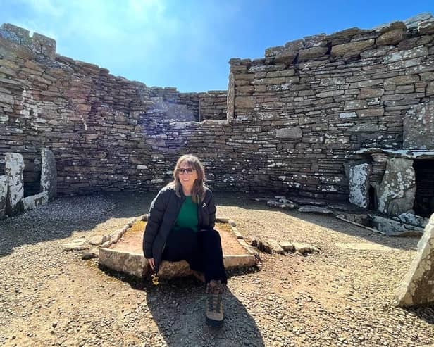 Janet Christie on a walk at the Broch of Gurness, Orkeny. Pic: Janet Christie