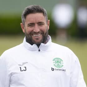 Hibs manager Lee Johnson, pictured at training yesterday, is closing in on a deal for Bristol City youngster Rueben McAllister, the son of assistant boss Jamie.  (Photo by Craig Foy / SNS Group)