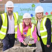Tom Leggeat, Kerry Macintosh and Hannah Bardell MP, pictured at the site in Livingston.
