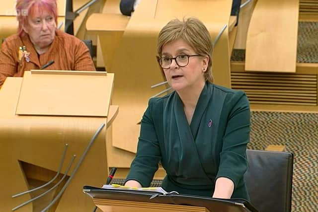 Nicola Sturgeon speaks at First Minister's Questions. Picture: BBC