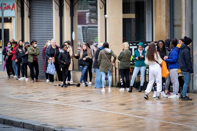 Social distancing measures inside the store limit the number of customers who can be indoors at one time, meaning a queue developed outside.