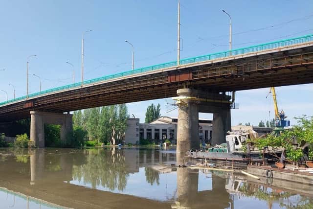 A partially flooded area of Kherson following damage sustained at Kakhovka hydroelectric dam. The Russian-held dam in southern Ukraine was damaged on June 6, with Kyiv and Moscow accusing each other of blowing it up while locals were forced to flee rising waters.