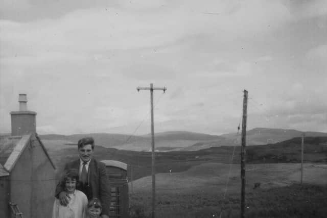 At the phonebox at Fiskavaig in 1963. PIC: Minginish Centenary Project.