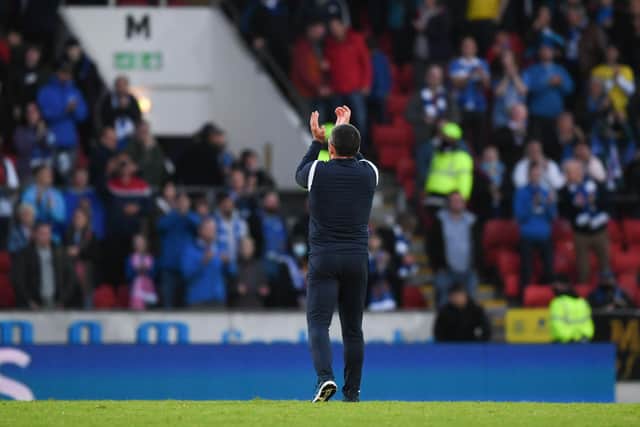 St Johnstone manager Callum Davidson claps the supporters after the 4-2 (5-3 aggregate) defeat to Galatasaray. (Photo by Craig Foy / SNS Group)