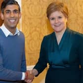 Rishi Sunak and Nicola Sturgeon smile for the cameras at their meeting last week (Picture: Downing Street)