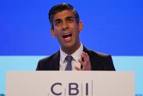 Prime Minister Rishi Sunak speaking during the CBI annual conference at the Vox Conference Centre in Birmingham. Picture date: Monday November 21, 2022.