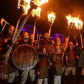 Men and boys in their jarl squad at Up Helly Aa may soon be joined by women