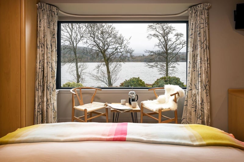 Guests can wake up to stunning views over the loch, before enjoying a morning cuppa in front of the picture window.
