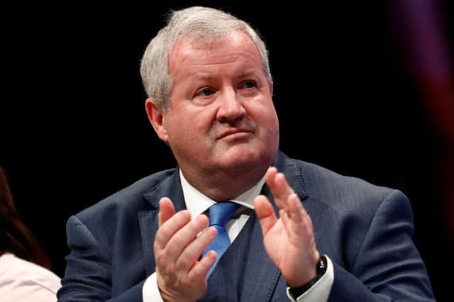 ABERDEEN, SCOTLAND - OCTOBER 08: Ian Blackford MP Leader of the Scottish National Party Parliamentary Group addresses the first SNP conference in three years on October 08, 2022 in Aberdeen, Scotland. SNP conference deliberate the political and economic fallout from the UK government's tax cutting mini-budget. (Photo by Jeff J Mitchell/Getty Images)