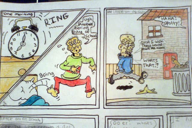 A comic strip drawn by Joe Sugg as a child, which appears in the special Beano comic (Image: Beano Studios)