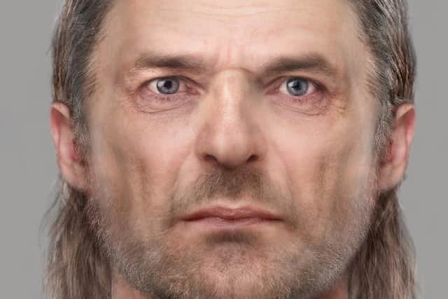 Facial reconstruction of  Blair Atholl Man who may have arrived in present-day Perthshire from the west as an early Christian missionary some 1,500 years ago. Reconstruction by artist Hayley Fisher. Image copyright Perth Museums and Art Gallery.