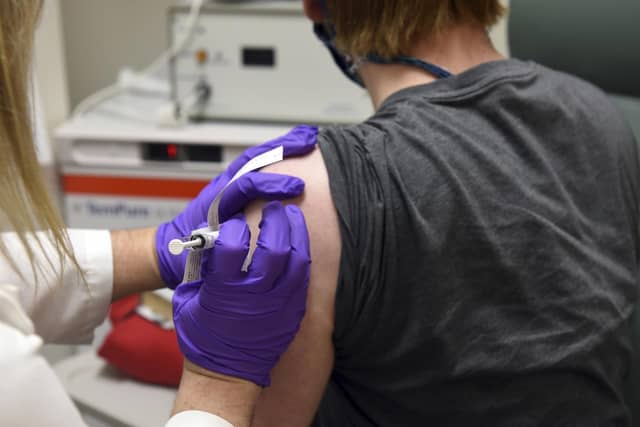 The first patient enrolled in Pfizer's Covid-19 vaccine clinical trial at the University of Maryland School of Medicine in Baltimore. (Courtesy of University of Maryland School of Medicine via AP, File)