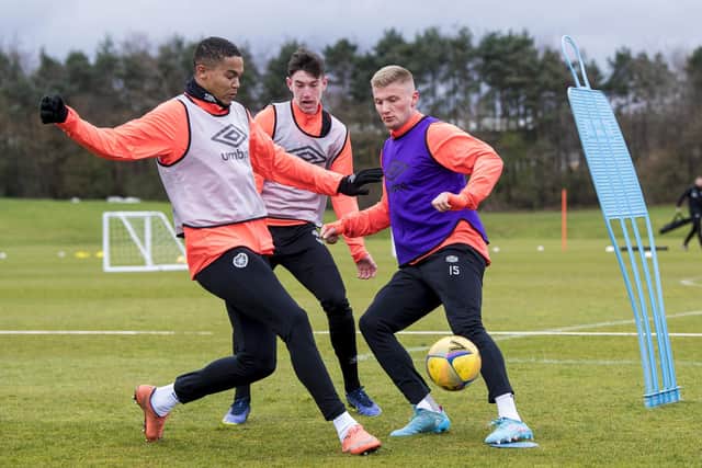 The Hearts squad prepare for Saturday's derby against Hibs.