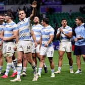 Emiliano Boffelli of Argentina acknowledges the fans at full-time following the win over Samoa.