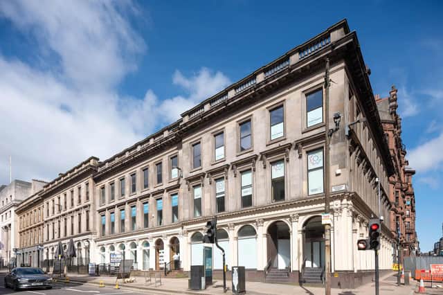 The Bothwell Street property was built in 1849 and was redeveloped for occupation by Abbey National, now Santander. It is currently a multi-let office space that is home to several occupiers. Picture: McAteer Photography