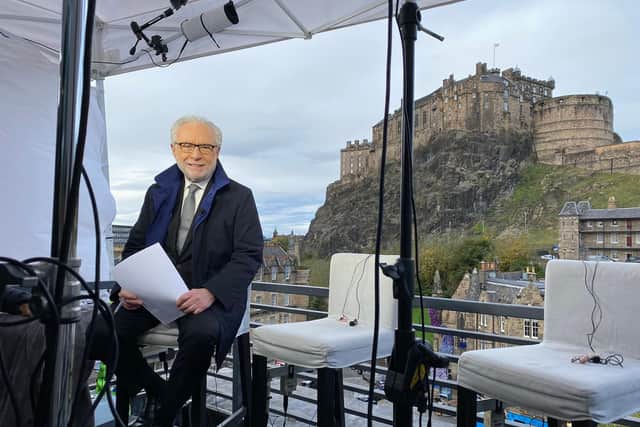 Wolf Blitzer tweeted a picture of himself against the backdrop of Edinburgh Castle.
