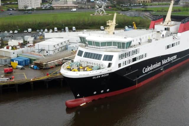 Work continuing on Glen Rosa at Ferguson Marine following its launch at the Port Glasgow yard on April 9. (Photo by John Devlin/The Scotsman)