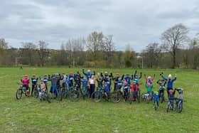 Ythan Cycling Club members, including youth squad athletes, with Gillian Martin MSP