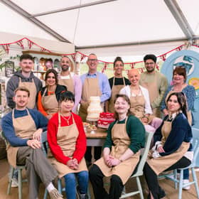The Great British Bake Off Series 16 contestants (back row, left to right) Toby, Nadia, Aaron, Leighton, Jessika, Jasmine, Hassan and Lesley; and (front row, left to right) Tom, Pui Man, Iain and Nataliia. Credit: Channel 4/Love Productions/PA Wire